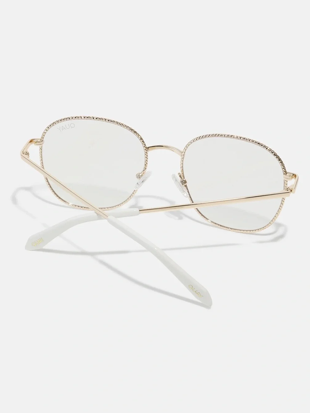 Quay Australia Jezebell Twist gold metal blue-light glasses - NWT!